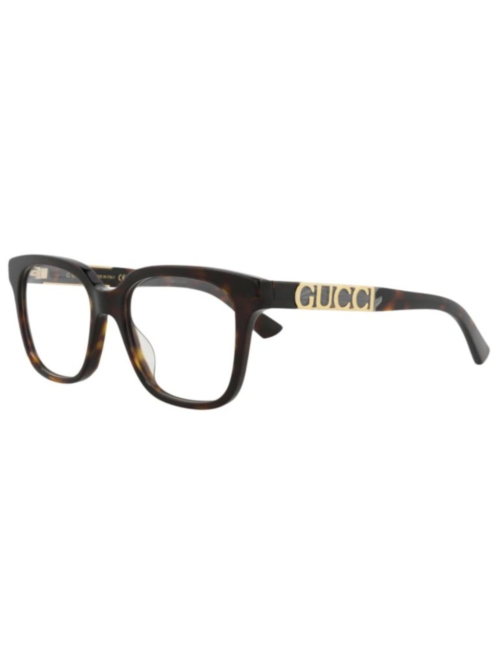 New Gucci Women's Eyeglasses Square Rectangle Recycled Acetate Frame Havana
